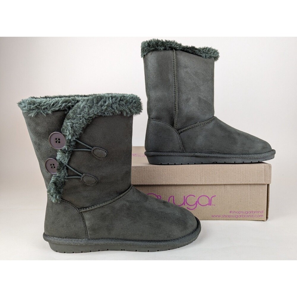 Sugar Marty Cozy Winter Boots Womens 6 M Army Green Faux Fur Lined Shoes NWB